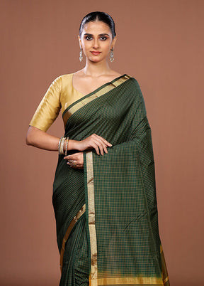 Green Kanjivaram Silk Saree With Blouse Piece