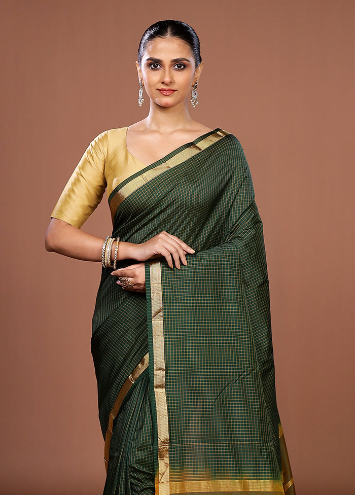 Green Kanjivaram Silk Saree With Blouse Piece