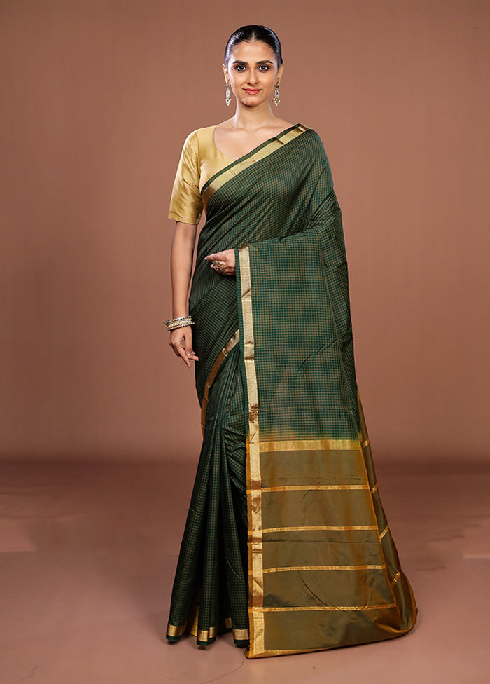 Green Kanjivaram Silk Saree With Blouse Piece