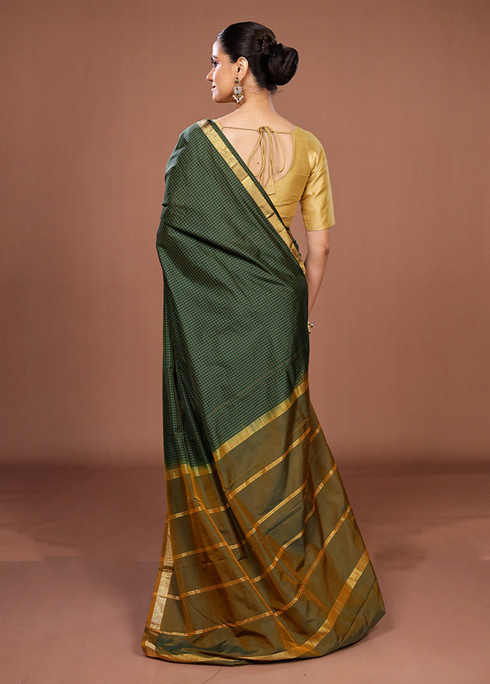 Green Kanjivaram Silk Saree With Blouse Piece