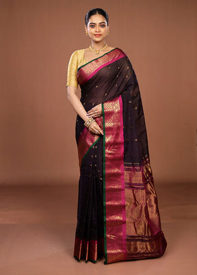 Purple Gadwal Pure Silk Saree Without Blouse Piece