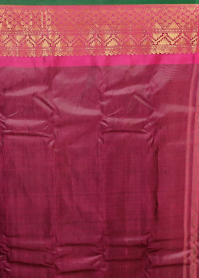 Purple Gadwal Pure Silk Saree Without Blouse Piece