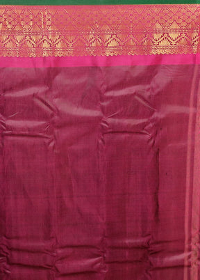 Purple Gadwal Pure Silk Saree Without Blouse Piece