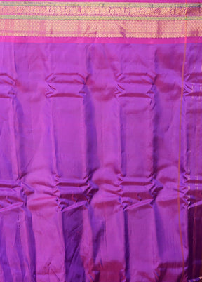 Purple Gadwal Pure Silk Saree Without Blouse Piece
