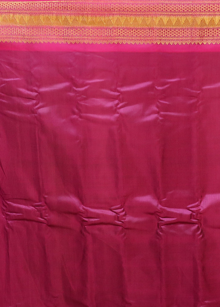 Purple Gadwal Pure Silk Saree Without Blouse Piece