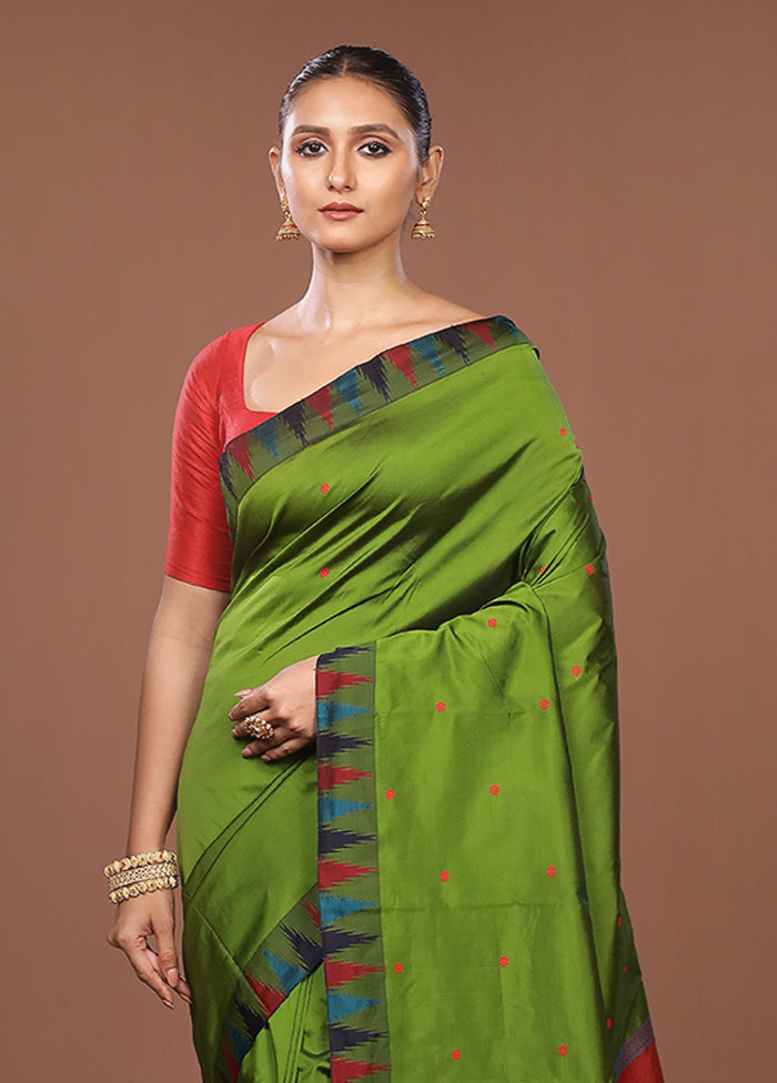 Green Kanjivaram Silk Saree With Blouse Piece