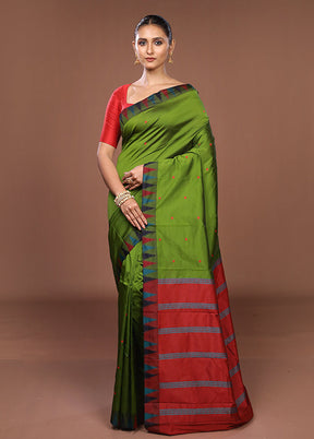 Green Kanjivaram Silk Saree With Blouse Piece