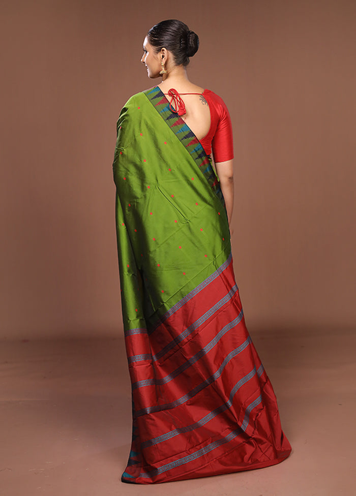 Green Kanjivaram Silk Saree With Blouse Piece