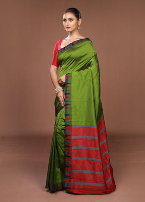 Green Kanjivaram Silk Saree With Blouse Piece