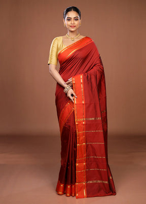 Maroon Kanjivaram Silk Saree With Blouse Piece