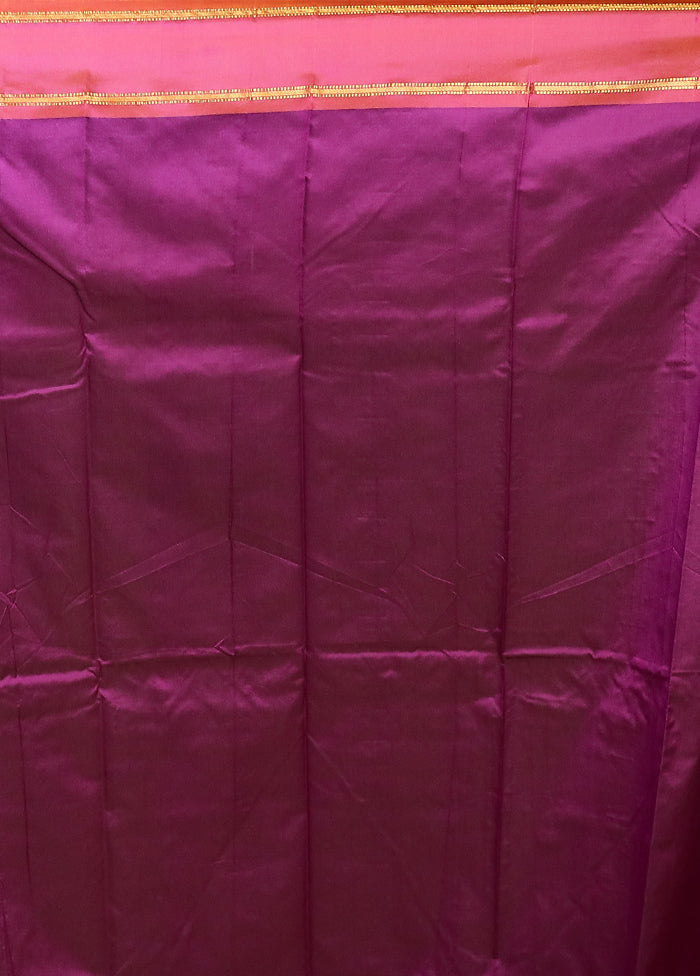 Purple Kanjivaram Silk Saree With Blouse Piece