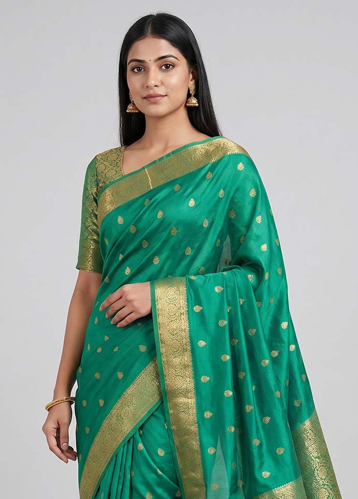 Green Kanjivaram Silk Saree With Blouse Piece
