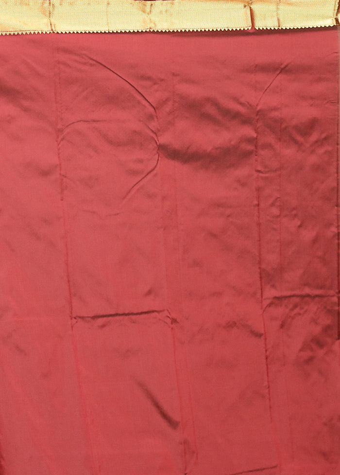 Maroon Kanjivaram Silk Saree With Blouse Piece