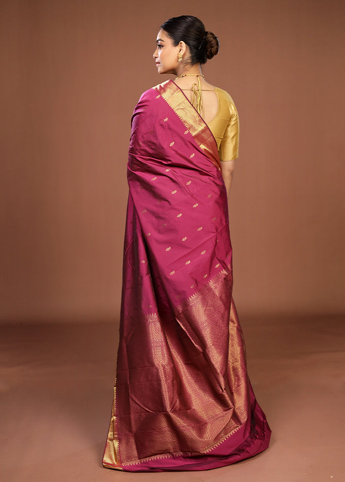 Purple Kanjivaram Silk Saree With Blouse Piece