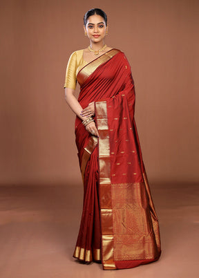 Maroon Kanjivaram Silk Saree With Blouse Piece