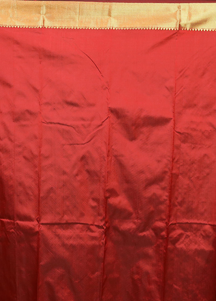 Maroon Kanjivaram Silk Saree With Blouse Piece