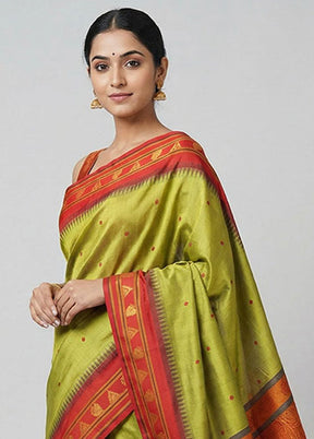 Green Kanjivaram Silk Saree With Blouse Piece