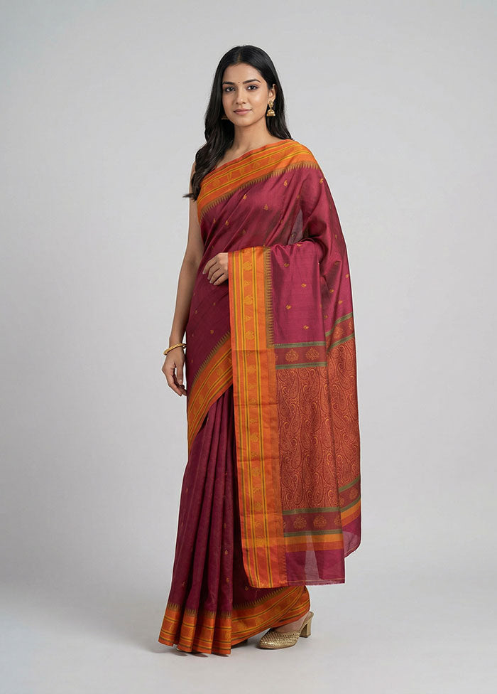 Purple Kanjivaram Silk Saree With Blouse Piece