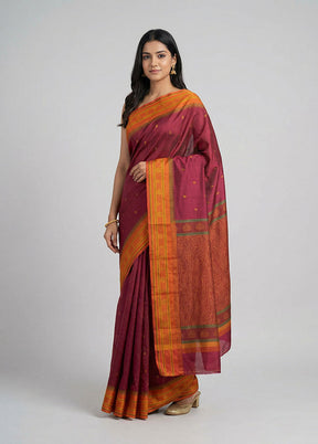 Purple Kanjivaram Silk Saree With Blouse Piece