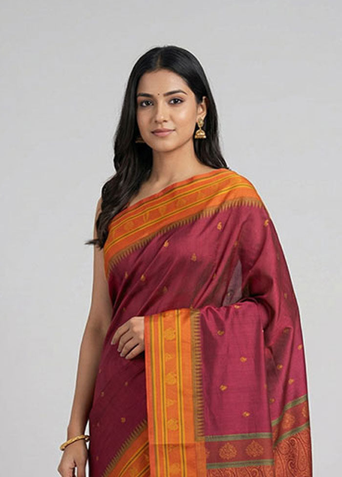 Purple Kanjivaram Silk Saree With Blouse Piece