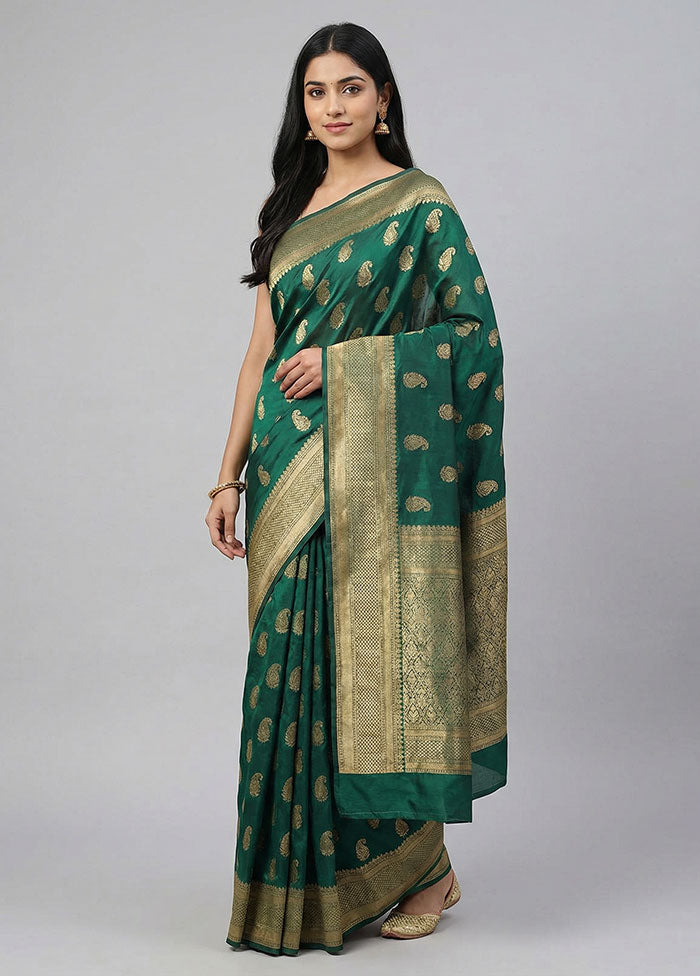 Green Kanjivaram Silk Saree With Blouse Piece