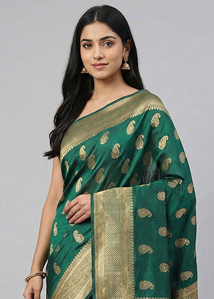Green Kanjivaram Silk Saree With Blouse Piece