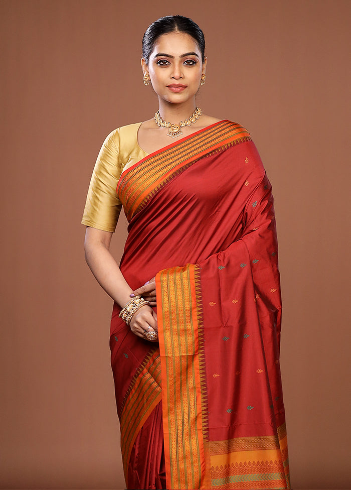 Maroon Kanjivaram Silk Saree With Blouse Piece