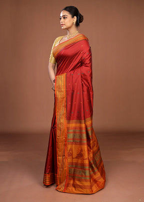 Maroon Kanjivaram Silk Saree With Blouse Piece