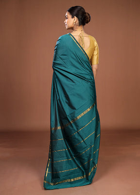 Blue Kanjivaram Silk Saree With Blouse Piece