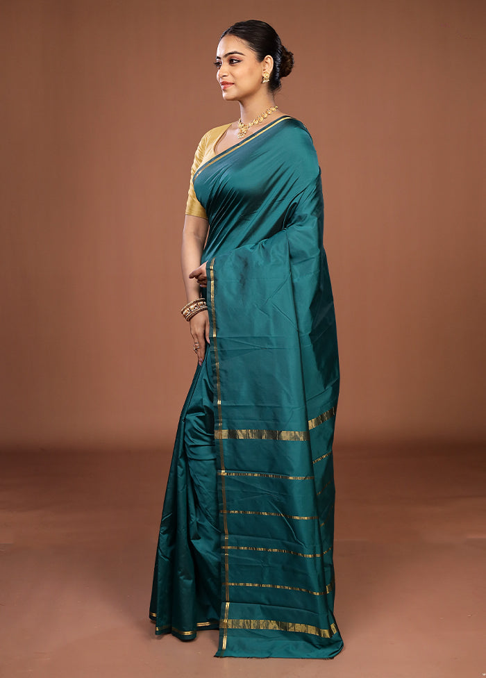 Blue Kanjivaram Silk Saree With Blouse Piece