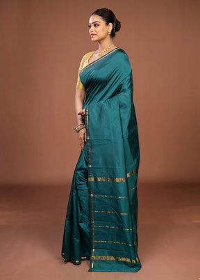 Blue Kanjivaram Silk Saree With Blouse Piece