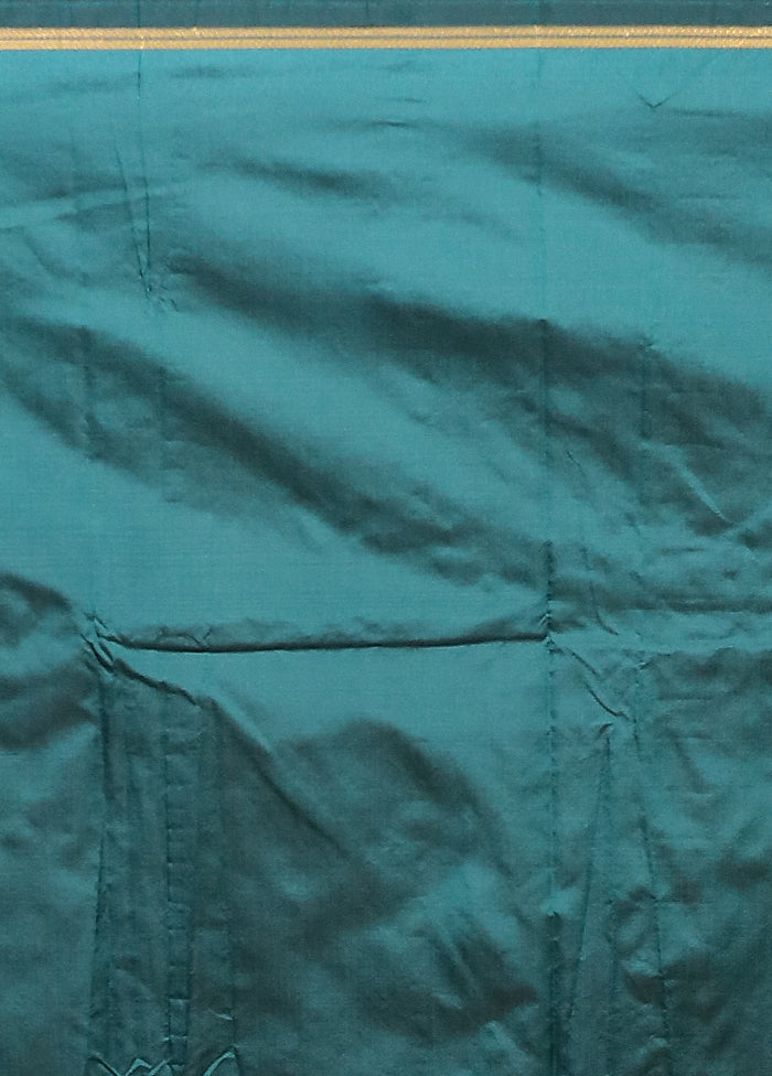 Blue Kanjivaram Silk Saree With Blouse Piece
