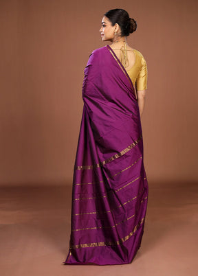 Purple Kanjivaram Silk Saree With Blouse Piece