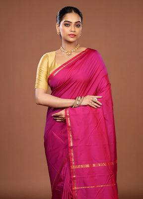 Pink Kanjivaram Silk Saree With Blouse Piece