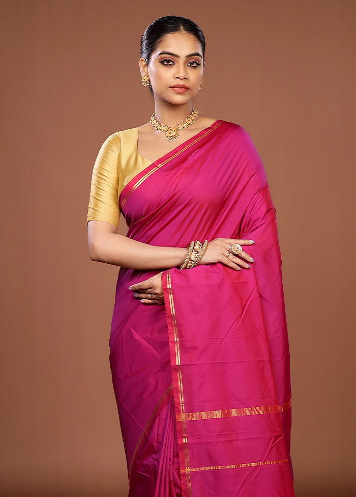 Pink Kanjivaram Silk Saree With Blouse Piece