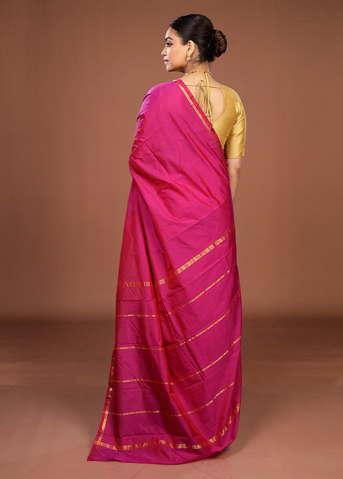 Pink Kanjivaram Silk Saree With Blouse Piece
