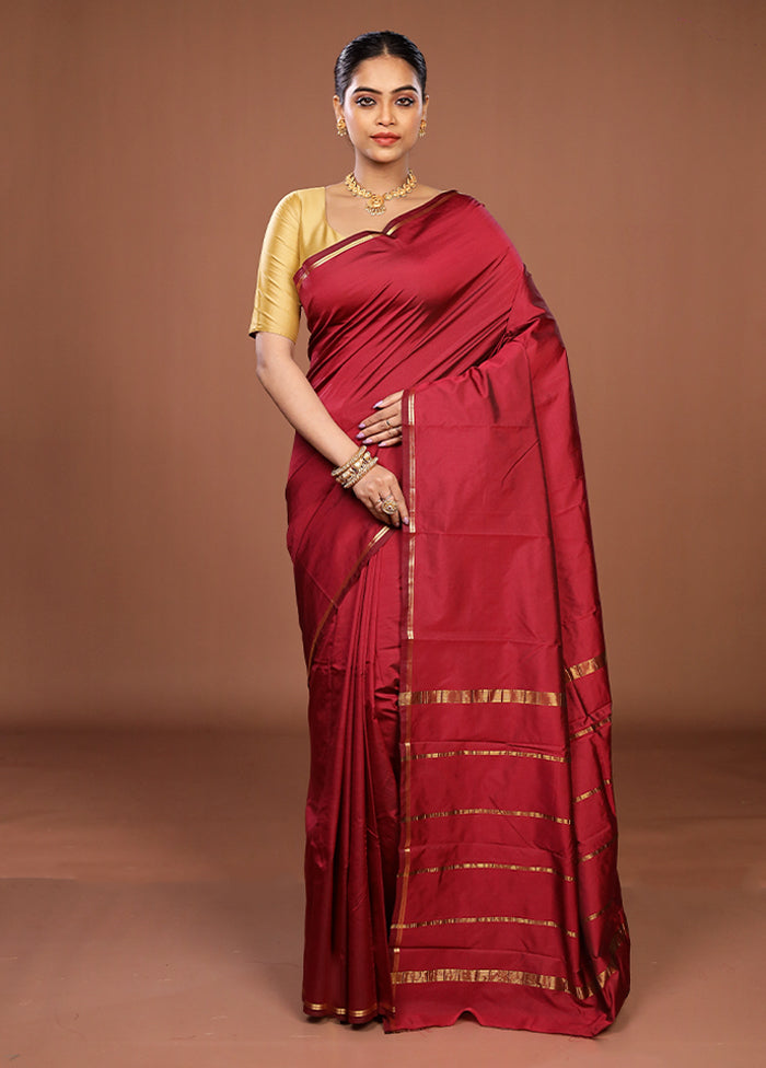 Maroon Kanjivaram Silk Saree With Blouse Piece