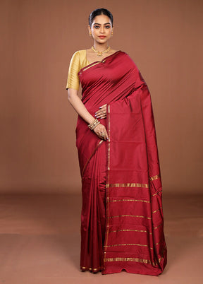 Maroon Kanjivaram Silk Saree With Blouse Piece