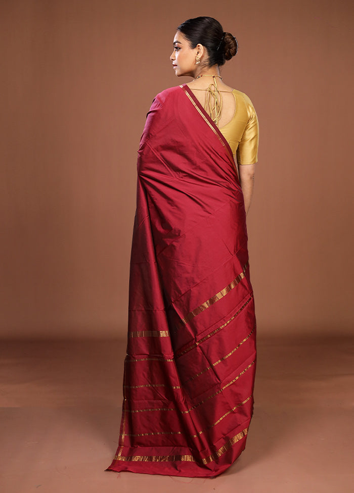 Maroon Kanjivaram Silk Saree With Blouse Piece