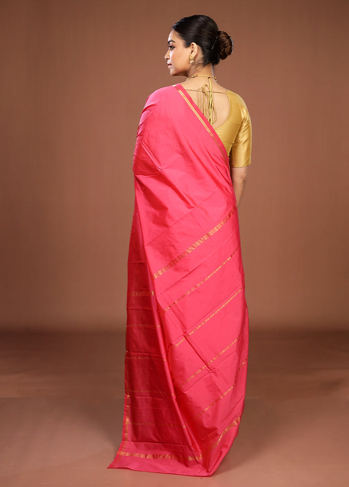 Pink Kanjivaram Silk Saree With Blouse Piece