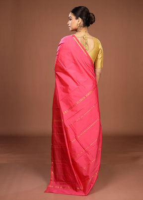 Pink Kanjivaram Silk Saree With Blouse Piece