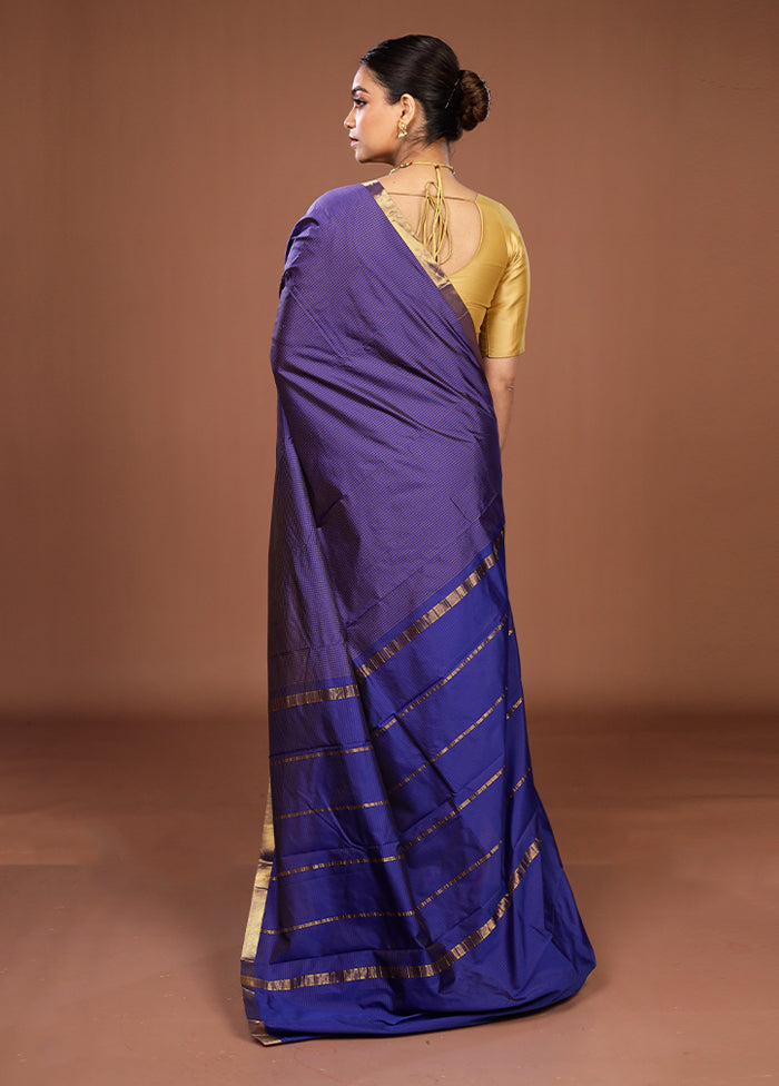 Purple Kanjivaram Silk Saree With Blouse Piece