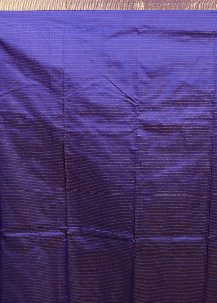 Purple Kanjivaram Silk Saree With Blouse Piece