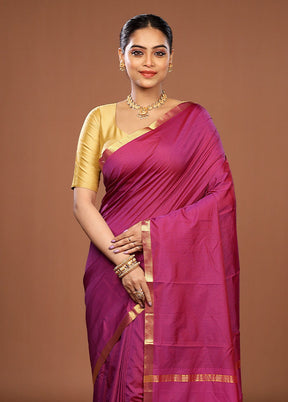 Purple Kanjivaram Silk Saree With Blouse Piece