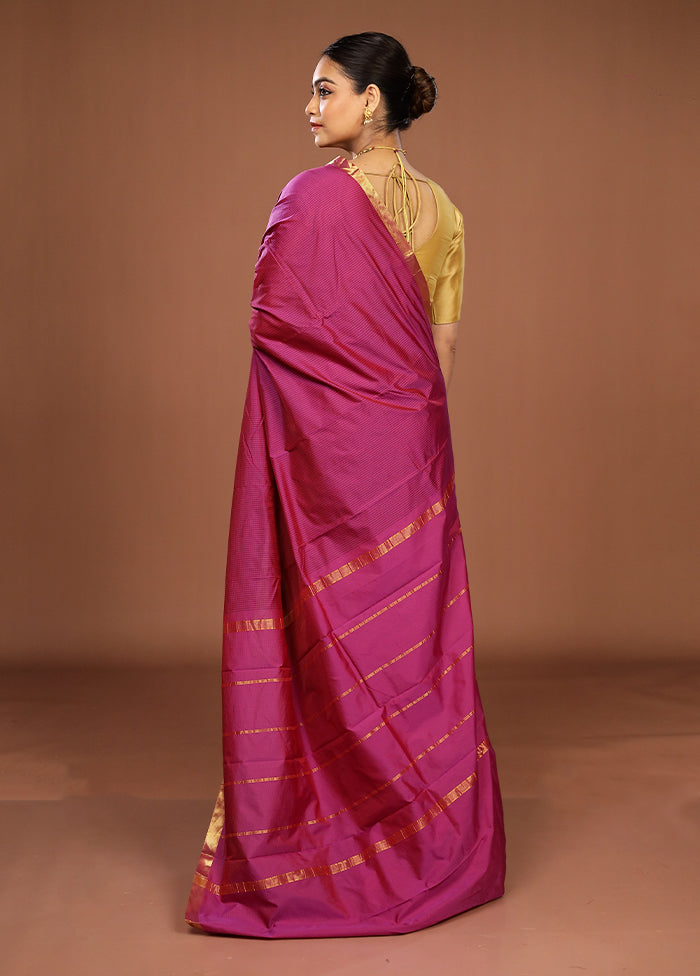 Purple Kanjivaram Silk Saree With Blouse Piece
