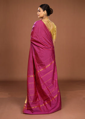 Purple Kanjivaram Silk Saree With Blouse Piece