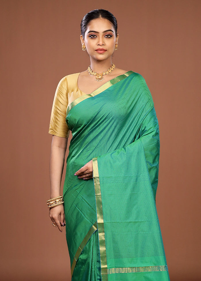 Green Kanjivaram Silk Saree With Blouse Piece