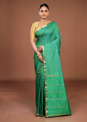 Green Kanjivaram Silk Saree With Blouse Piece