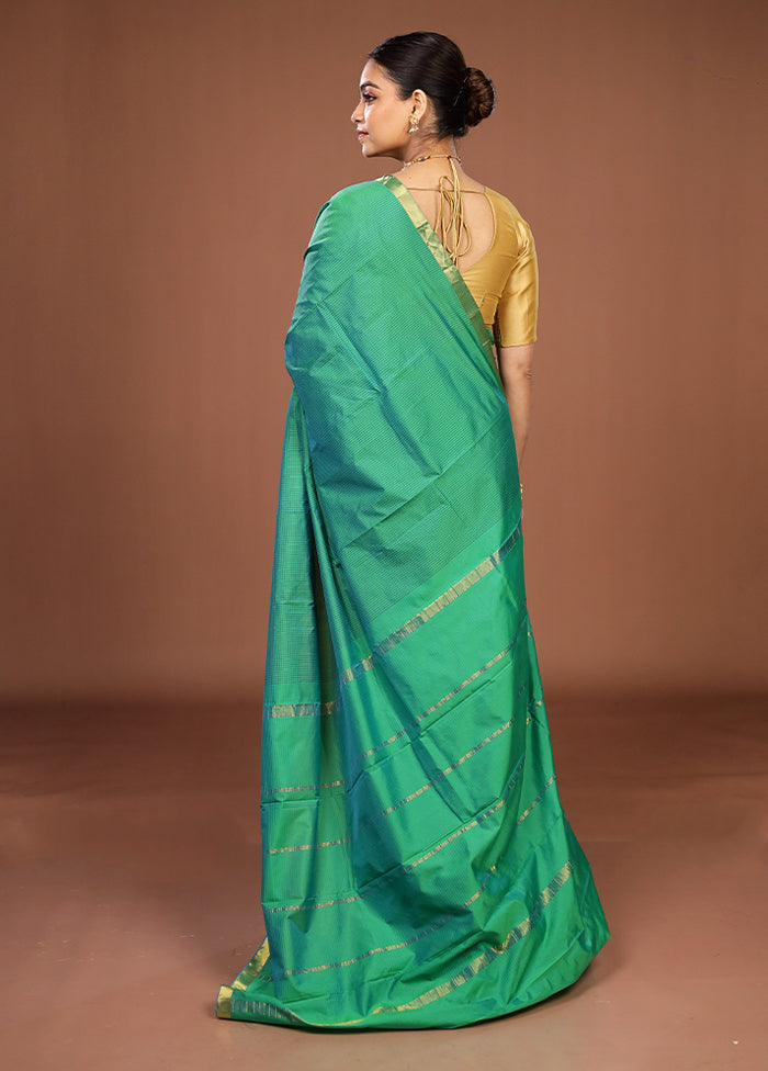 Green Kanjivaram Silk Saree With Blouse Piece