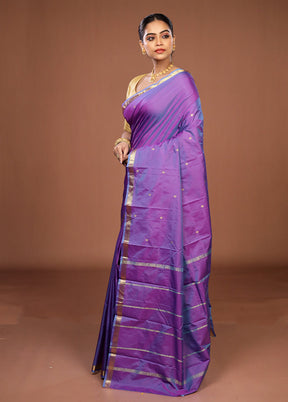 Purple Kanjivaram Silk Saree With Blouse Piece